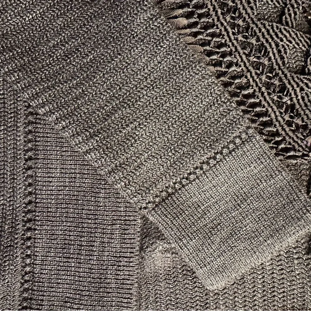 Ralph Lauren Collection Black Silk Hand Knit Fringe Trimmed Long Sleeve Sweater - Picture 7 of 16